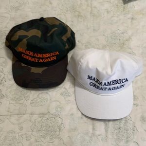 Donald Trump MAGA Hats 2 pack White and Camo NWOT